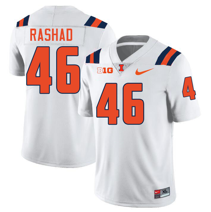 Men #46 Corey Rashad Illinois Fighting Illini College Football Jerseys Stitched-White